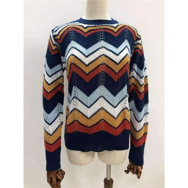 Autumn Winter Women Colorful Striped Sweater 2018 Casual Long Sleeve O-neck Knitted Pullovers Female Tricot Knitwear
