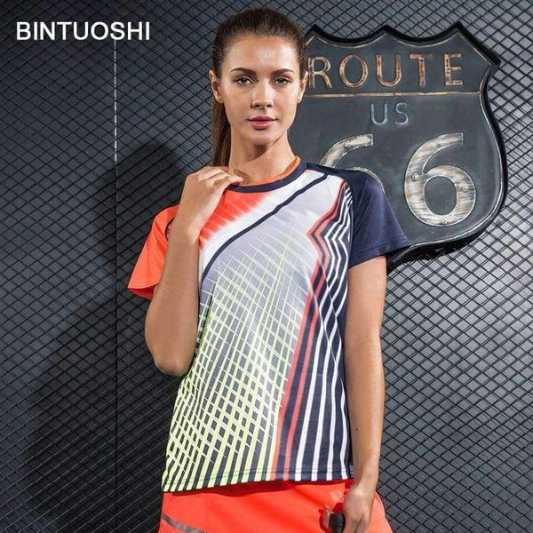 Planet Gates Multi / S IBreathable Tennis Tshirt Women's Badminton Competition T-Shirts Table Tennis jersey Quick Dry Training Sports Tops tee
