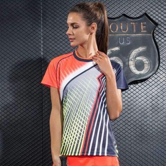 Planet Gates Multi / S IBreathable Tennis Tshirt Women's Badminton Competition T-Shirts Table Tennis jersey Quick Dry Training Sports Tops tee