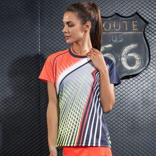Planet Gates Multi / S IBreathable Tennis Tshirt Women's Badminton Competition T-Shirts Table Tennis jersey Quick Dry Training Sports Tops tee
