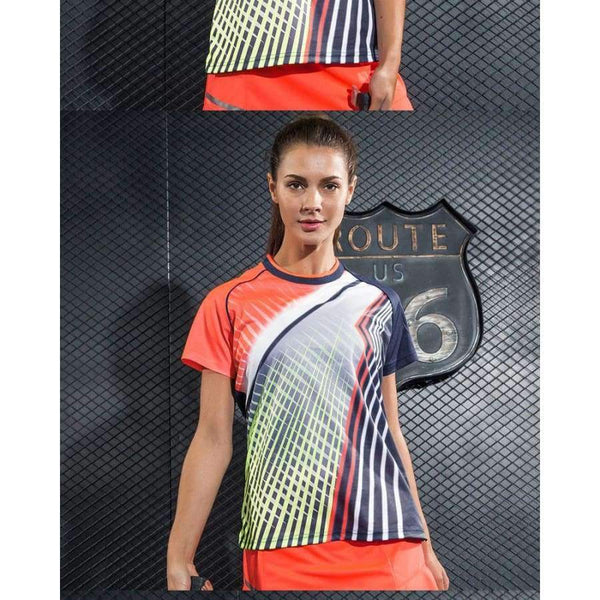 Planet Gates Multi / S IBreathable Tennis Tshirt Women's Badminton Competition T-Shirts Table Tennis jersey Quick Dry Training Sports Tops tee