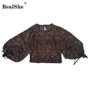 Planet Gates Multi / S Leopard Printing O-Neck Sexy Top Women Summer Style Batwing Sleeve Loose Women Tops and Tees Casual Women Shirts