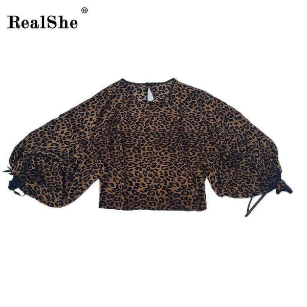 Planet Gates Multi / S Leopard Printing O-Neck Sexy Top Women Summer Style Batwing Sleeve Loose Women Tops and Tees Casual Women Shirts