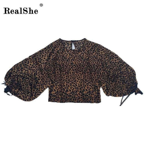 Planet Gates Multi / S Leopard Printing O-Neck Sexy Top Women Summer Style Batwing Sleeve Loose Women Tops and Tees Casual Women Shirts