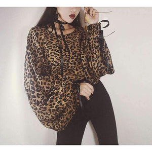 Planet Gates Multi / S Leopard Printing O-Neck Sexy Top Women Summer Style Batwing Sleeve Loose Women Tops and Tees Casual Women Shirts