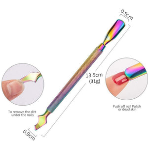 Planet Gates Multi-Type Rainbow Stainless Steel Nail Art Tools Cuticle Pusher Dead Skin Fork Gel Remover Nipper Tweezer Pedicure Manicure Set