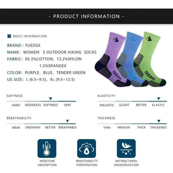 Planet Gates Multi / XL Brand High Quality Women's 3 Pairs Antiskid Wicking Cotton Socks For Outdoor Camping Hiking Walking backpacking Sports
