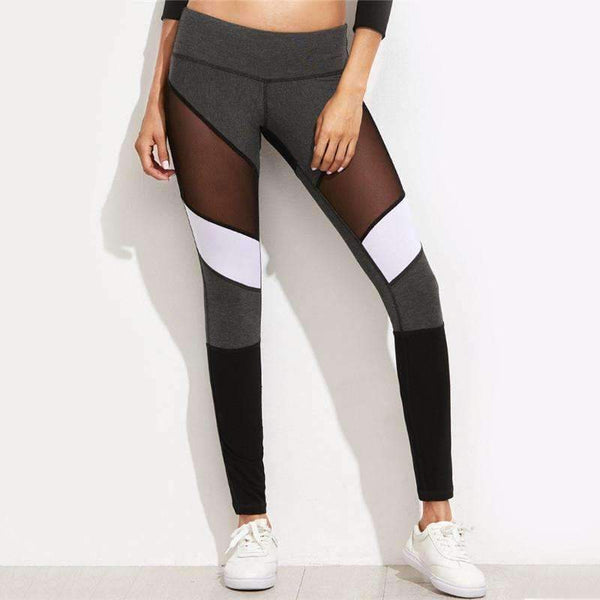 Planet Gates Multi / XS Casual Leggings Women Fitness Leggings Color Block Autumn Winter Workout Pants New Arrival Mesh Insert Leggings