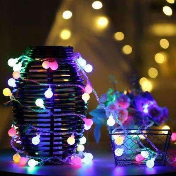 Planet Gates Multicolor / 5M 20LED BALLS 10M 100LEDS EU Plug Christmas Tree Garland String Led Xmas Decoration Outdoor Ball Curtain Fairy Holiday Lights