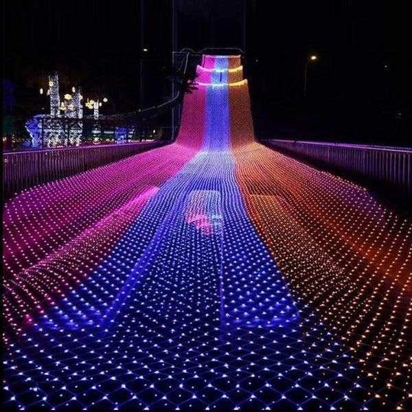 Planet Gates Multicolor / EU Plug 220V / 1.5mX1.5m 96LEDs LED Net Mesh String Light 1.5x1.5M 2x2M 3x2M 6x4M TV Backgroun Decorate Garden Fairy Light Christmas Wedding Party Holiday Light