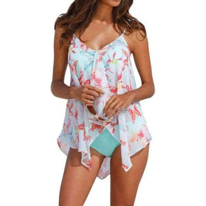 Planet Gates Multicolor / L Maternity clothing 3PCS Tankini Sets womens swimwear Plus Size Mesh Layered Swimwear fashion Swimsuits JL 09