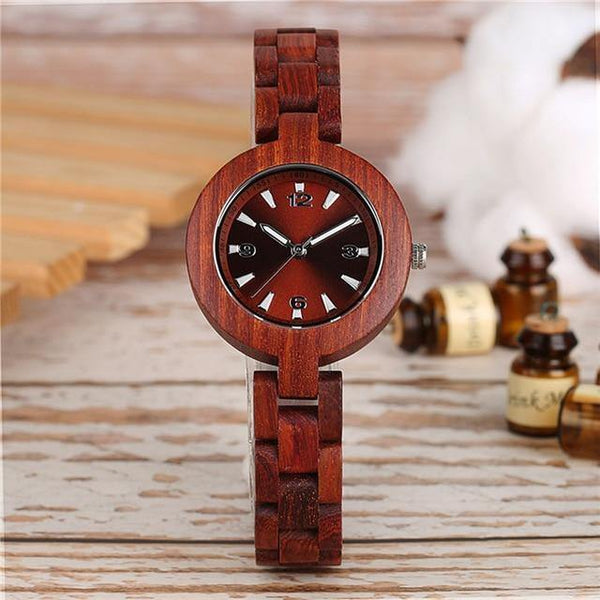 Natural Maple Bamboo Wood Watches Ladies Fashionable Quartz Wristwatch Women's Bracelet Female Clock Relogio Feminino - Planet Gates