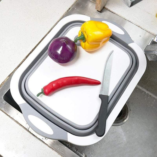 Multifunction Collapsible Cutting Board Drain Basket Vegetable Basin Portable Tub P7Ding