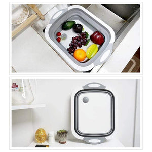 Multifunction Collapsible Cutting Board Drain Basket Vegetable Basin Portable Tub P7Ding