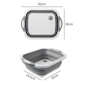 Multifunction Collapsible Cutting Board Drain Basket Vegetable Basin Portable Tub P7Ding