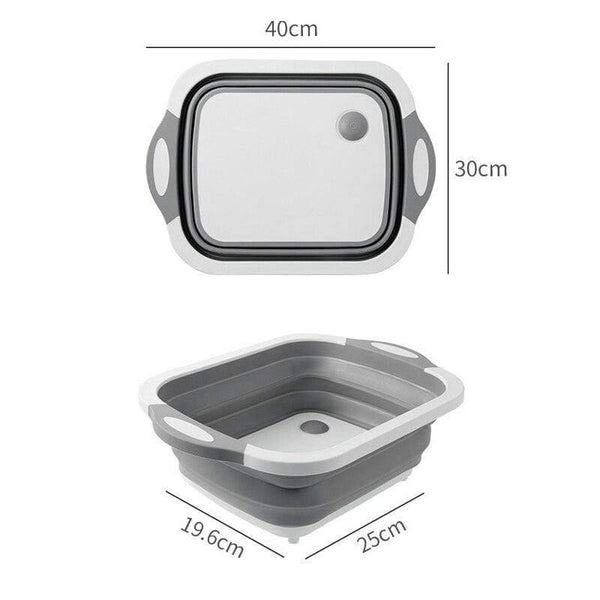 Multifunction Collapsible Cutting Board Drain Basket Vegetable Basin Portable Tub P7Ding