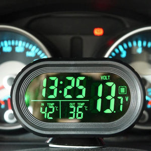 Planet Gates Multifunction Digital Car Voltage Monitor Meter Gauge Auto Electronic Alarm Clock LCD Display Temperature Thermometer Voltmeter