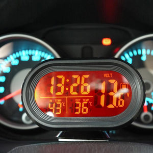 Planet Gates Multifunction Digital Car Voltage Monitor Meter Gauge Auto Electronic Alarm Clock LCD Display Temperature Thermometer Voltmeter