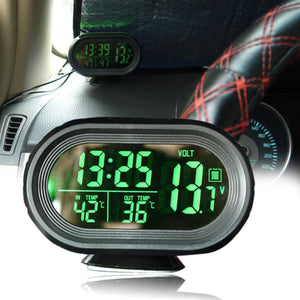 Planet Gates Multifunction Digital Car Voltage Monitor Meter Gauge Auto Electronic Alarm Clock LCD Display Temperature Thermometer Voltmeter