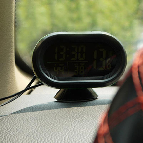 Planet Gates Multifunction Digital Car Voltage Monitor Meter Gauge Auto Electronic Alarm Clock LCD Display Temperature Thermometer Voltmeter