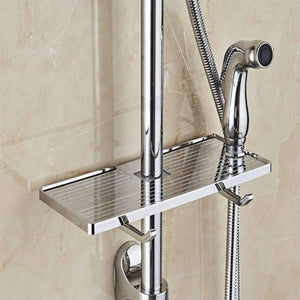 Planet Gates Multifunction Shower Pipe Rod Rack Storage Shelves Racks Shampoo Bath Towel Tray Shelf Home Bathroom Organization Accessories