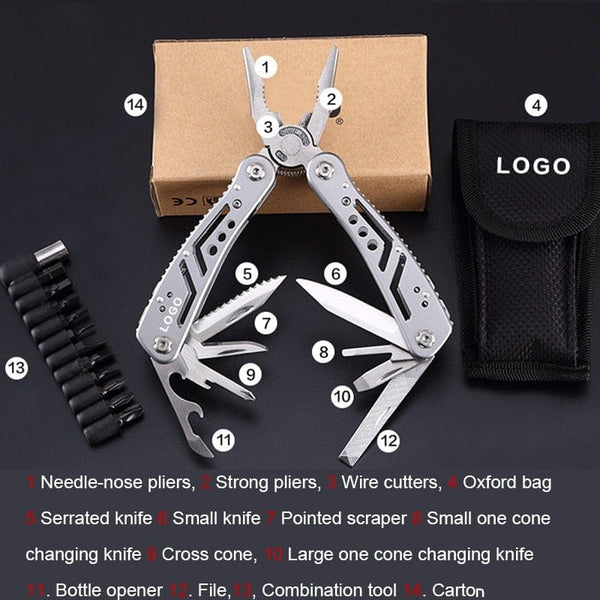 Planet Gates Multifunction Stainless Steel Multi-tool Pocket Knife Pliers Folding Pliers Mini Portable Folding Pliers