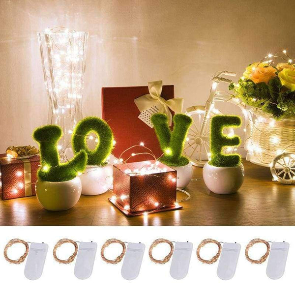 Planet Gates Multiple / CR2032 Battery 1M LED String lights 1M 2M 5M 10M Silver Wire Waterproof Holiday lighting For Fairy Christmas Tree Wedding Party Decoration