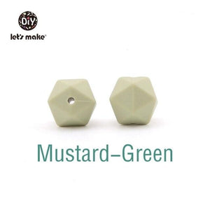 Planet Gates Mustard Green Let's Make 10pc 14mm Silicone Beads Hexagon Bpa Free Silicone Teether Diy Teething Toy Baby Chewable Accessories Baby Teether