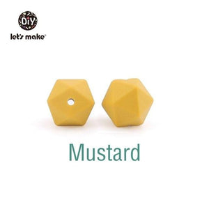 Planet Gates Mustard Let's Make 10pc 14mm Silicone Beads Hexagon Bpa Free Silicone Teether Diy Teething Toy Baby Chewable Accessories Baby Teether