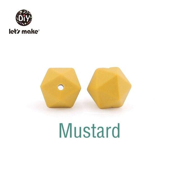 Planet Gates Mustard Let's Make 10pc 14mm Silicone Beads Hexagon Bpa Free Silicone Teether Diy Teething Toy Baby Chewable Accessories Baby Teether