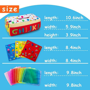 Planet Gates My First Baby Tissue Box, Soft Stuffed High Contrast Montessori Square Sensory Toy for Toddler, Kids Educational Learning