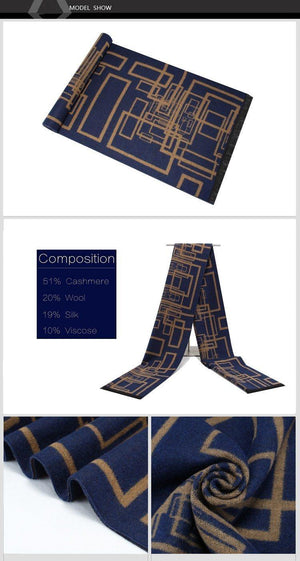 Planet Gates N732 Men Classic Cashmere Geometric Scarf Winter Warm Soft Tassel fashion Shawl Wrap scarf