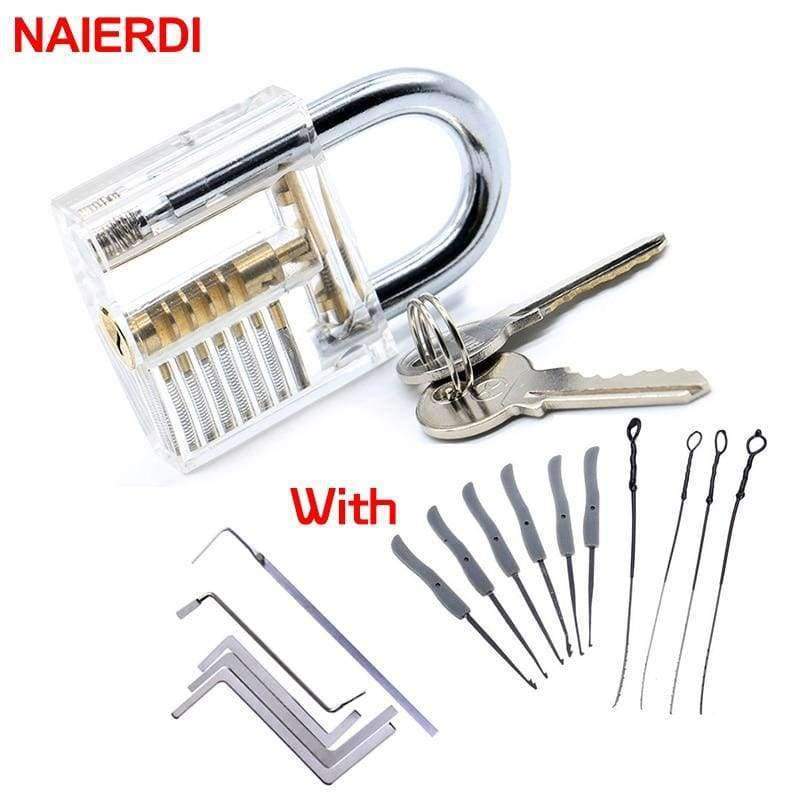 Planet Gates NAIERDI Practice Lock With Broken Key Removing Hooks Lock Kit Locksmith Wrench Row Tension Tool Extractor Set Furniture Hardware