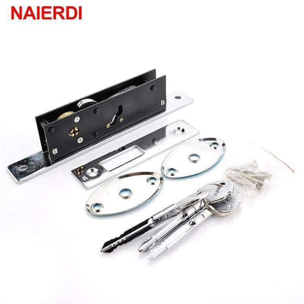 Planet Gates NAIERDI Sliding Door Lock Zinc Alloy Window Locks Anti-Theft Safety Wood Gate Floor Lock With Cross Keys For Furniture Hardware