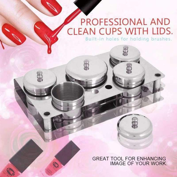 Planet Gates Nail Art Mini Powder & Liquid Set Cans Stainless Steel Storage Box Compact Manicure Tools UV Disinfection Sterilizer Box