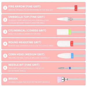 Planet Gates Nail Drill Bits Set with Box Ceramics Milling Cutter Manicure Machine Accessories Nail Tools Electric Nail Files