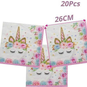 Planet Gates napkins Unicorn Party Kits Unicornio Plate/Cup/Napkins Birthday Party Decoration Kids Tableware Sets Bunting Flags Party Supplies