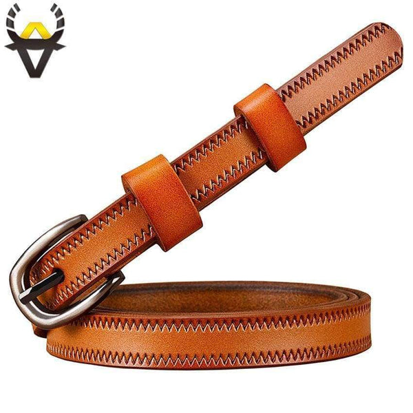 Planet Gates Narrow genuine leather belts for women 2018 Fashion Pin buckle waist belt for jeans thin strap for dresses Second layer cowskin