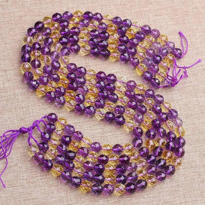 Planet Gates Natural 14.5' Strand 8/10mm 64 Facets Purple Amethys Citrin Loose Round Bead for Jewelry Making