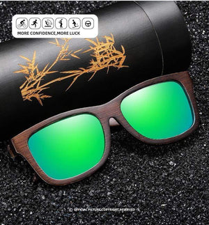 Planet Gates Natural Bamboo Wooden Sunglasses Handmade Polarized Mirror Coating Lenses Eyewear With Gift Box