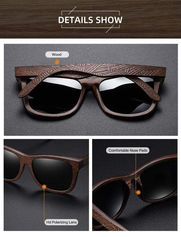 Planet Gates Natural Bamboo Wooden Sunglasses Handmade Polarized Mirror Coating Lenses Eyewear With Gift Box
