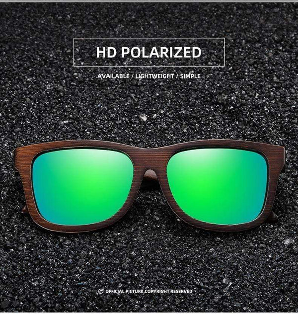 Planet Gates Natural Bamboo Wooden Sunglasses Handmade Polarized Mirror Coating Lenses Eyewear With Gift Box