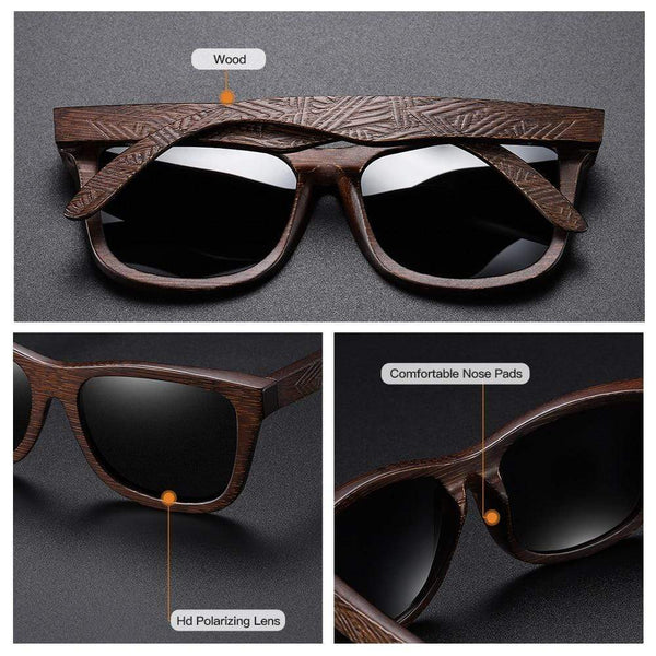 Planet Gates Natural Bamboo Wooden Sunglasses Handmade Polarized Mirror Coating Lenses Eyewear With Gift Box