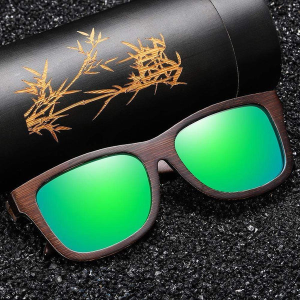 Planet Gates Natural Bamboo Wooden Sunglasses Handmade Polarized Mirror Coating Lenses Eyewear With Gift Box
