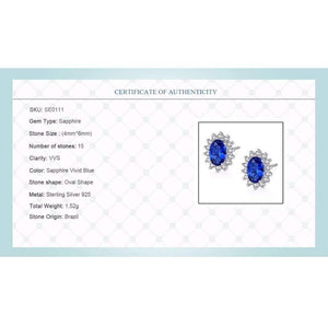 Planet Gates Natural Birthstone Royal Blue Oval Topaz Stud Earrings With Solid 925 Sterling Silver Fine Jewelry For Women Brincos
