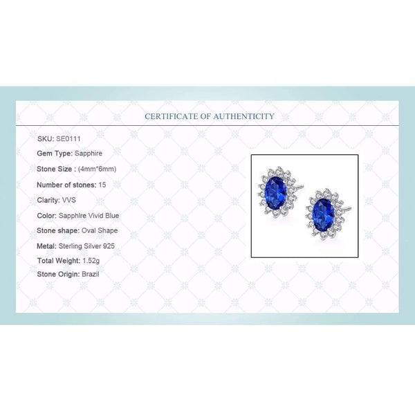 Planet Gates Natural Birthstone Royal Blue Oval Topaz Stud Earrings With Solid 925 Sterling Silver Fine Jewelry For Women Brincos