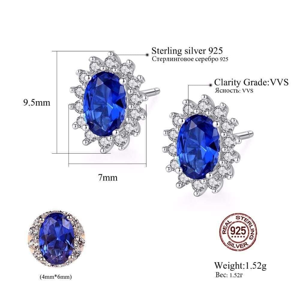 Planet Gates Natural Birthstone Royal Blue Oval Topaz Stud Earrings With Solid 925 Sterling Silver Fine Jewelry For Women Brincos