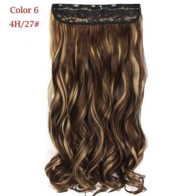 Planet Gates 22" 55cm Mix Color Synthetic Hairpieces Long Wavy Heat Resistant One Piece Clip in Hair Extensions for women