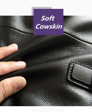 Planet Gates Natural Cowskin 100% Genuine Leather Men's Briefcase Fashion Large Capacity Business bag Black Male Shoulder Laptop Bag