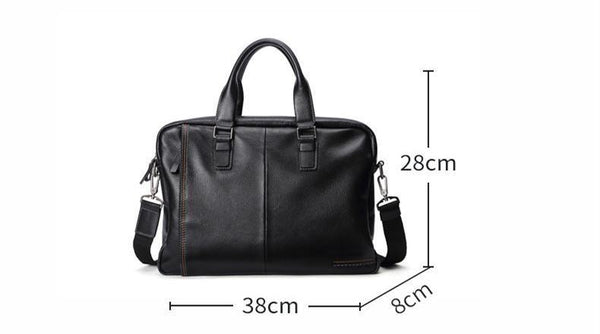 Planet Gates Natural Cowskin 100% Genuine Leather Men's Briefcase Fashion Large Capacity Business bag Black Male Shoulder Laptop Bag